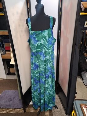 Women’s Green & Blue Printed Maxi Dress